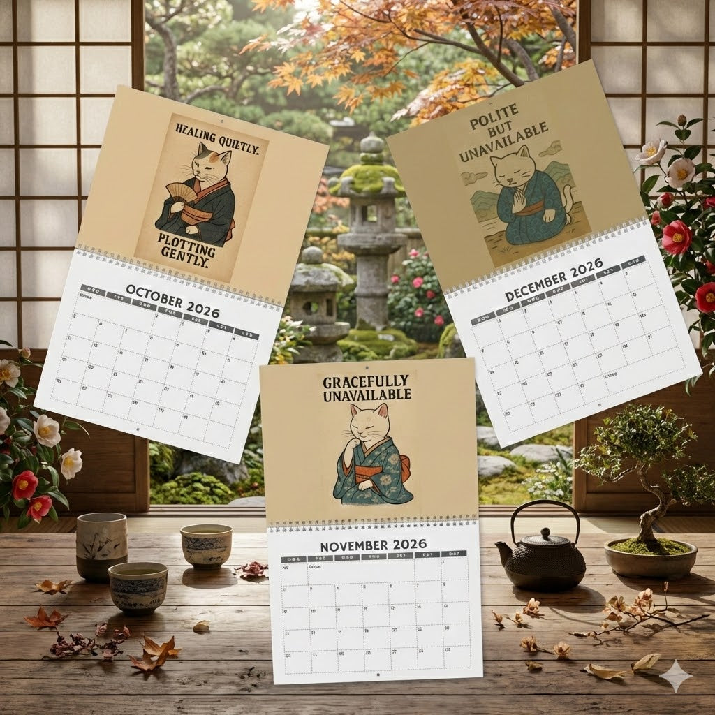 Quirky Quotes by Cats in Kimonos Wall Calendar 2026