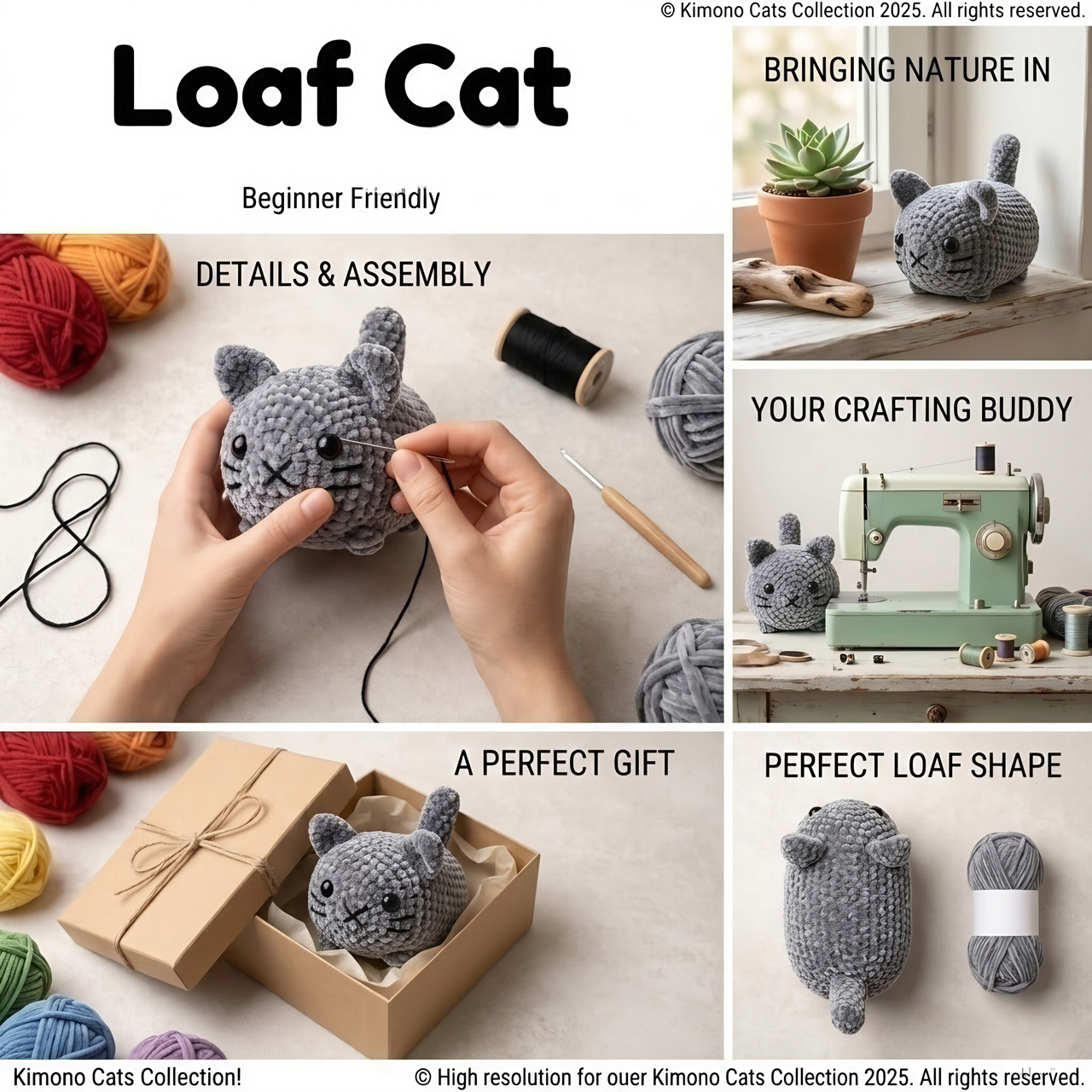 Loaf Cat Crochet Pattern - Easy No Sew Amigurumi Guide