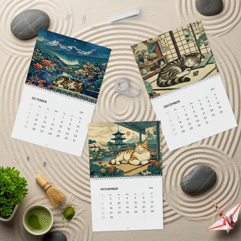 Sleepy Cats of Edo Japan Calendar 2026 - Captivating Art and Culture