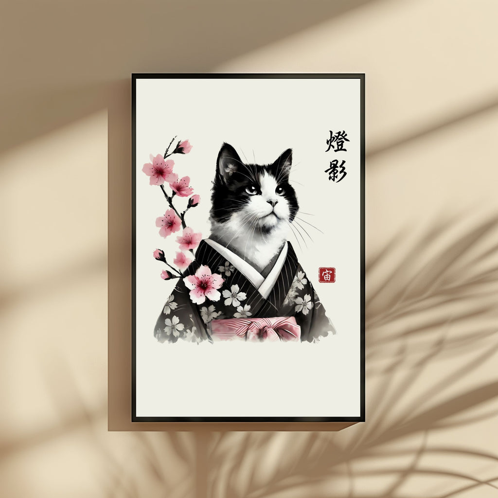 燈影 (Tōei) – Light Shadow Cat Wall Art