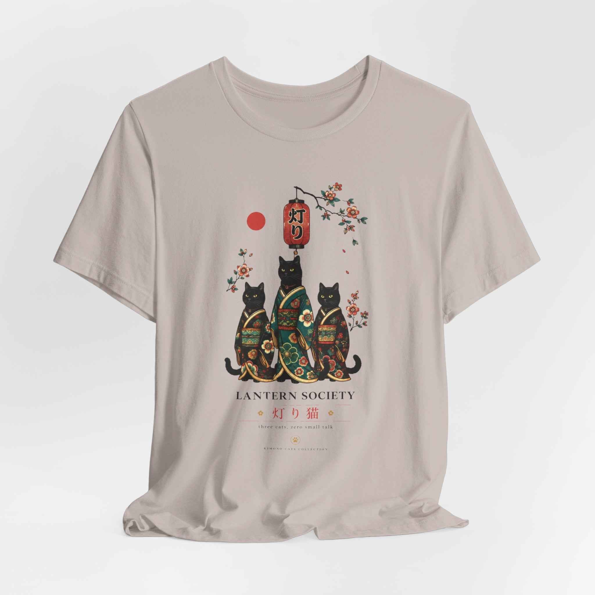 Lantern Society Cat Tee — Japanese Sakura Black Cats Graphic T-Shirt