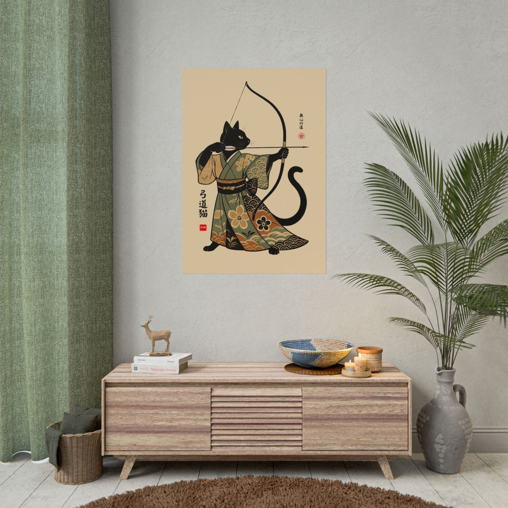 Kyūdō Cat Wall Art – The Way of No-Mind (弓道猫 • 無心の道)