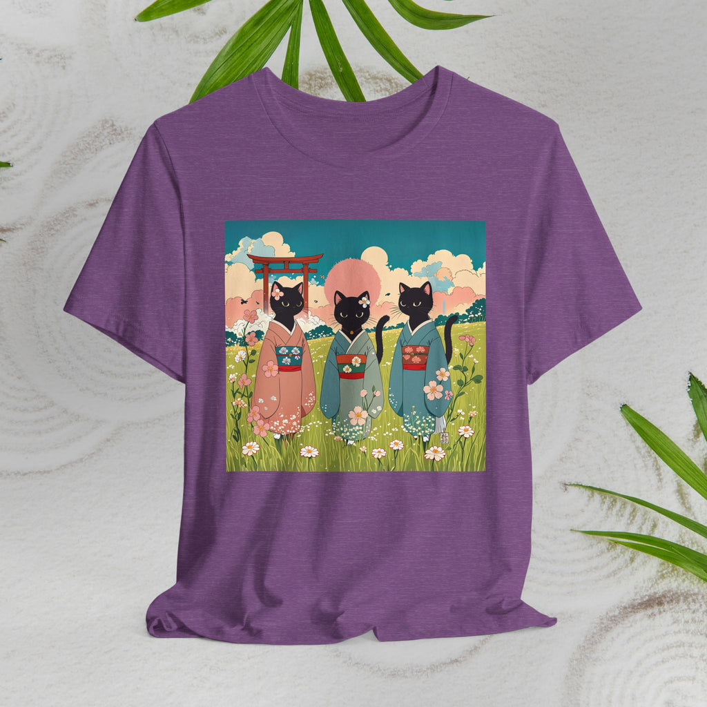 Black Kitty Cats in Japanese Kimonos T-Shirt