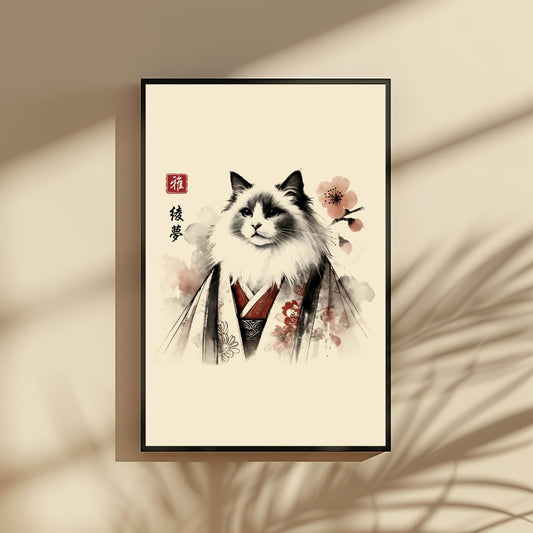 綾夢 (Aya-Mu) – Silken Dream Cat Wall Art