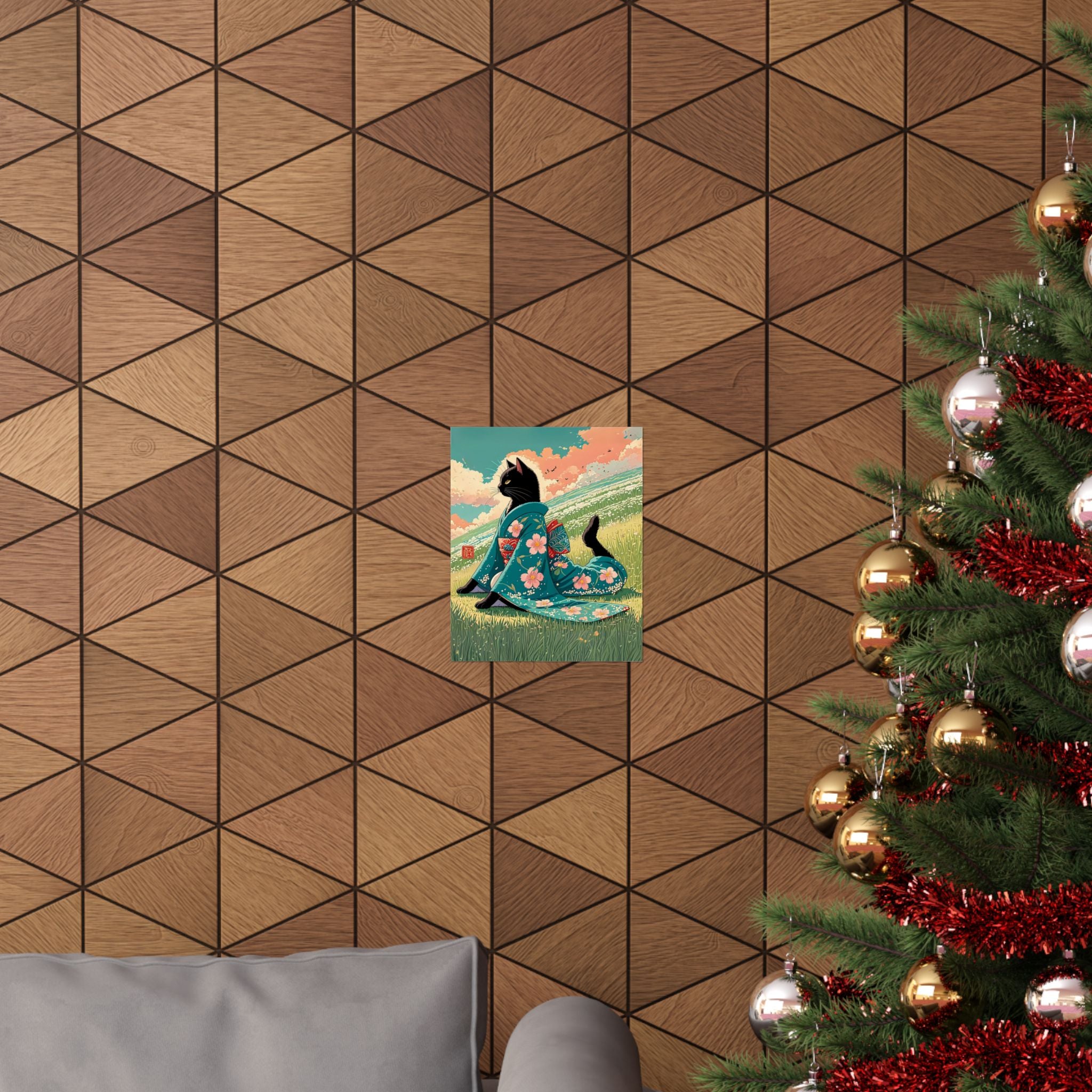 Vintage Japanese Cat Poster - Yoga Neko