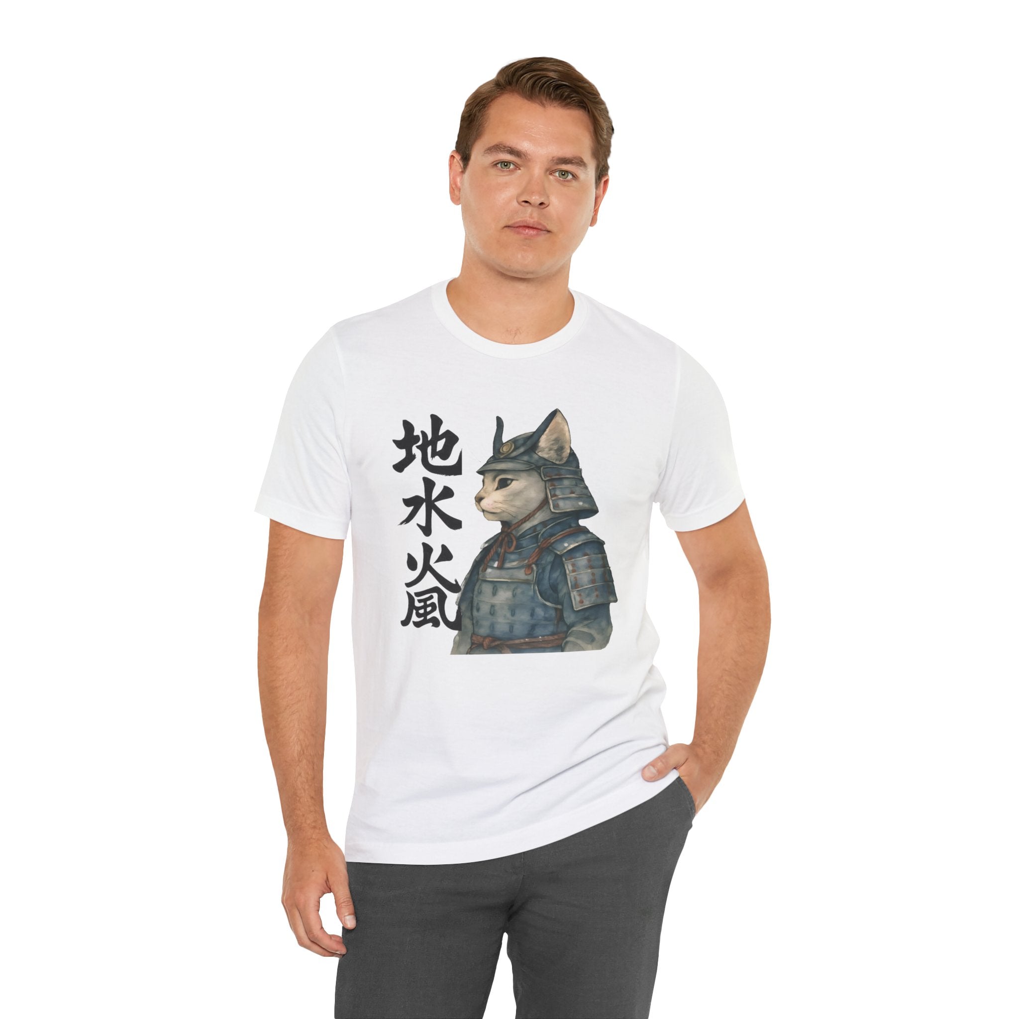 Samurai Cat Watercolor Tee | Japanese Kimono Neko Cat