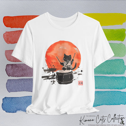 Taiko Cat T-Shirt - Echo of the Drum - Unisex Tee