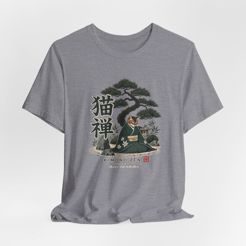 Zen Cat Kimono T-Shirt — Japanese Garden Illustration