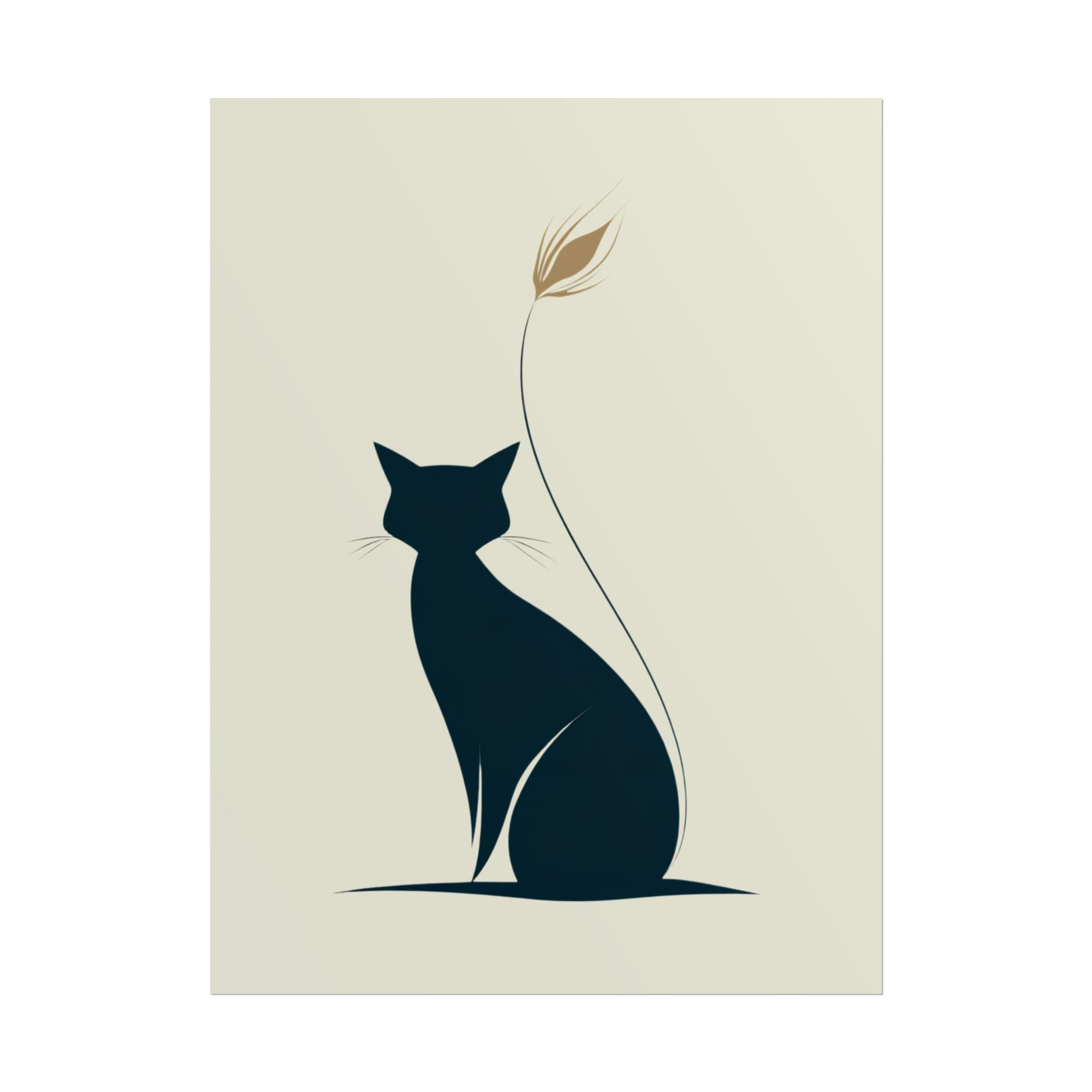 Minimalist Cat Silhouette Poster - Modern Rolled Wall Art