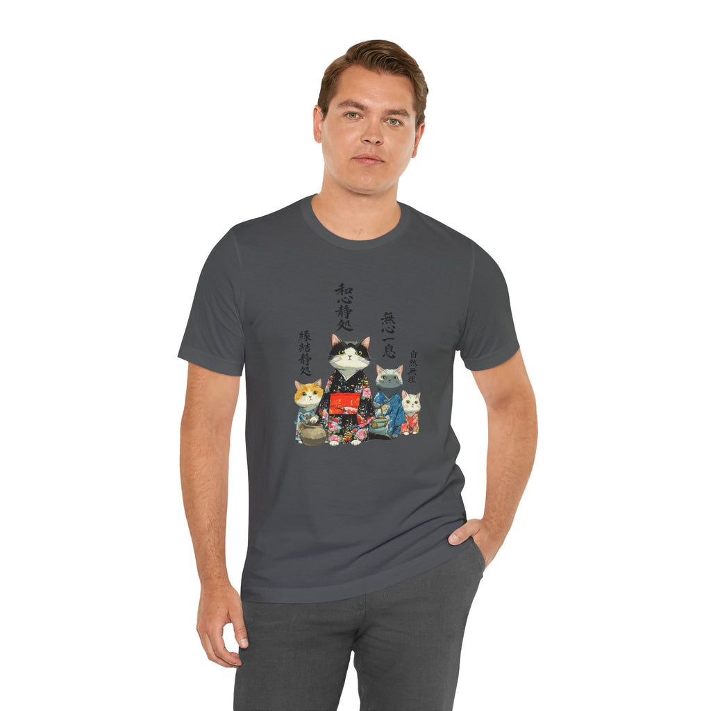 Zen Kimono Cats T-Shirt | Japanese Cat Illustration