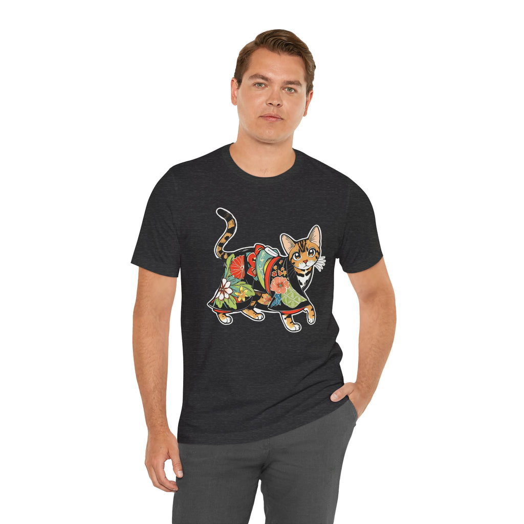 Zen Cat Shirt Japanese Gift Tee, Kimono Cat Bengal