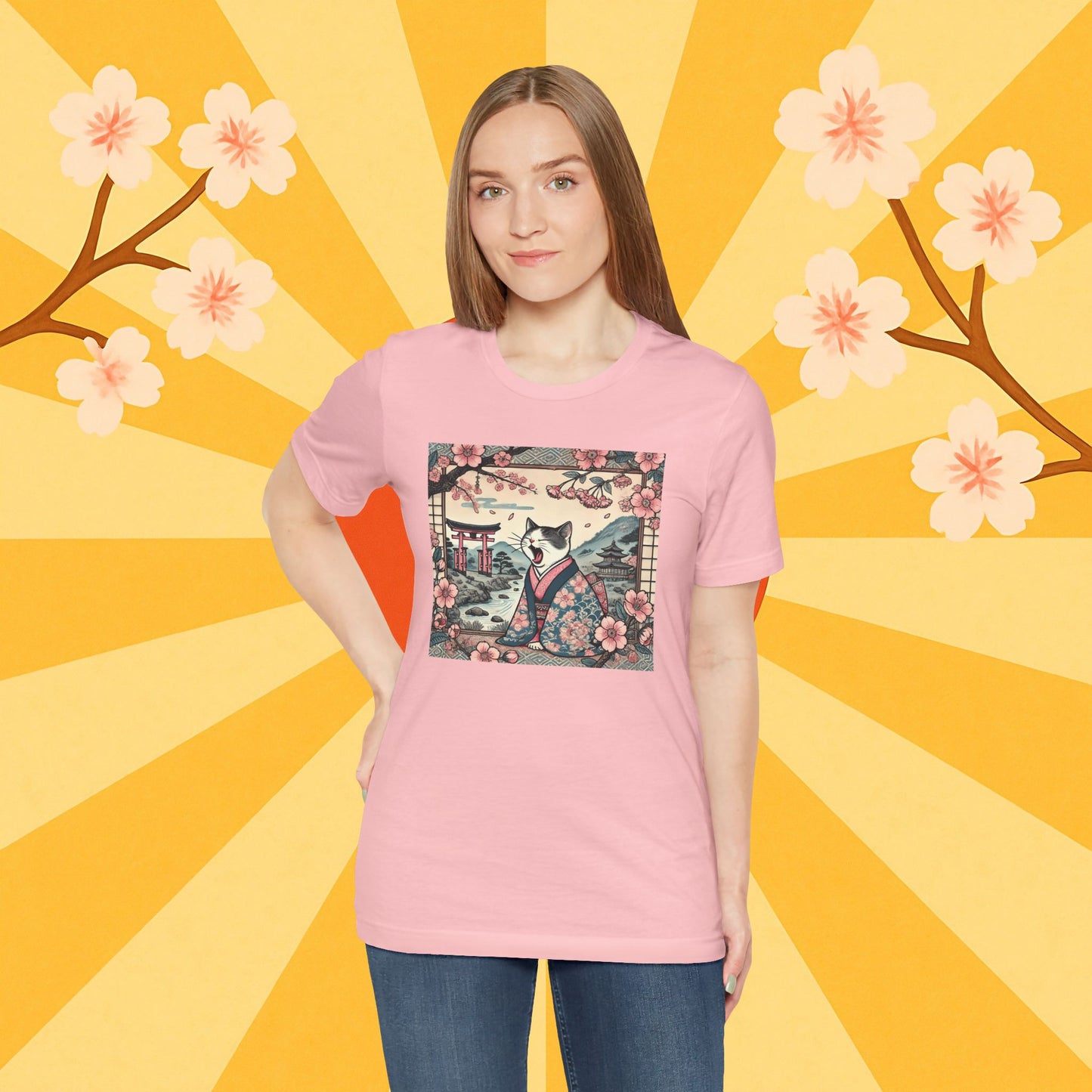 Kimono-Katze T-Shirt: Faule japanische Zen-Katze