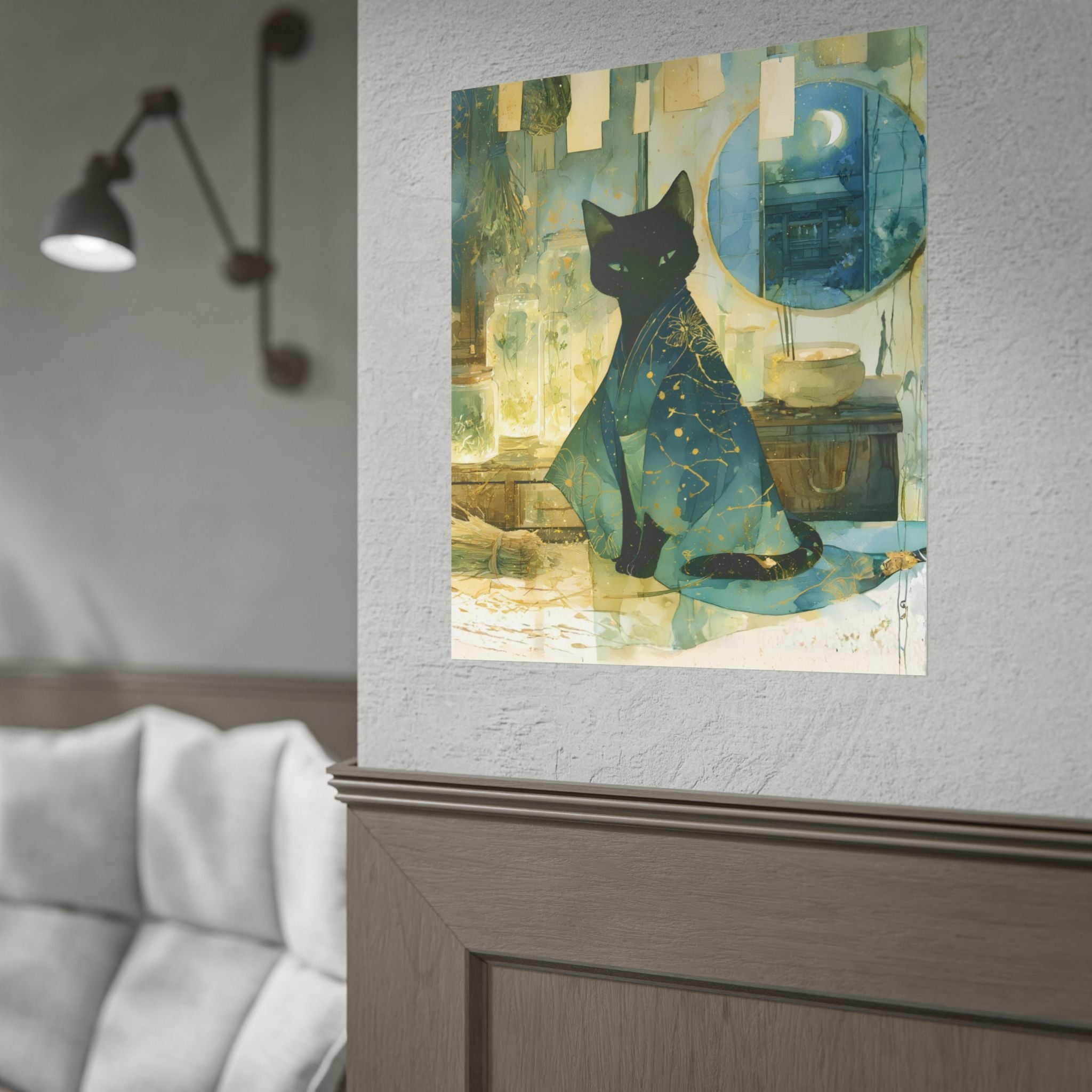 Mystic Night Cat Poster