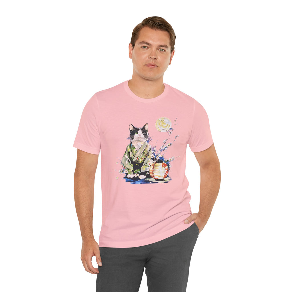 Moon Flower Cat Silhouette T-Shirt | Cat Illustration, Doodle Portrait