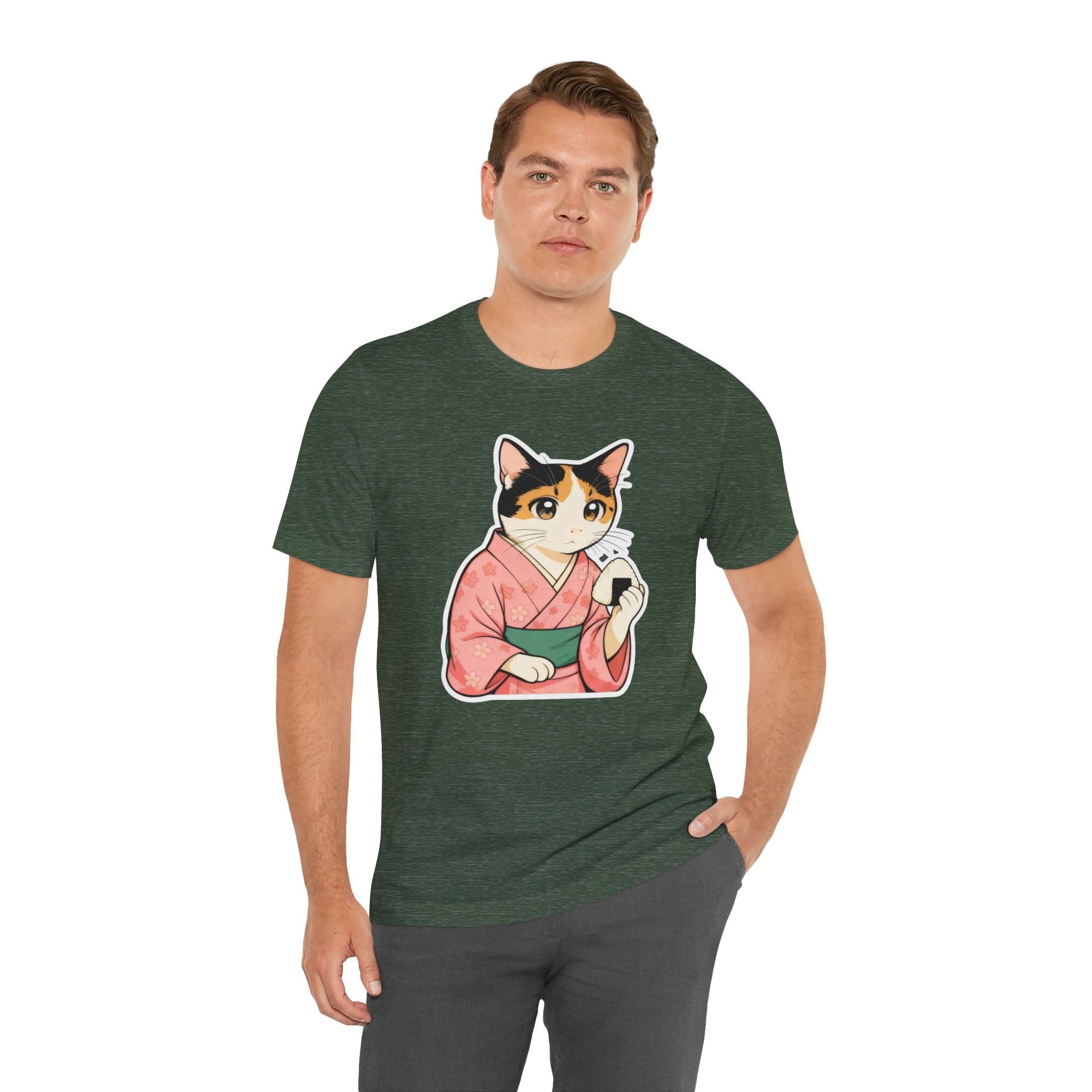 Onigiri Kimono Cat Shirt - Cute Japanese Comfort Food Tee