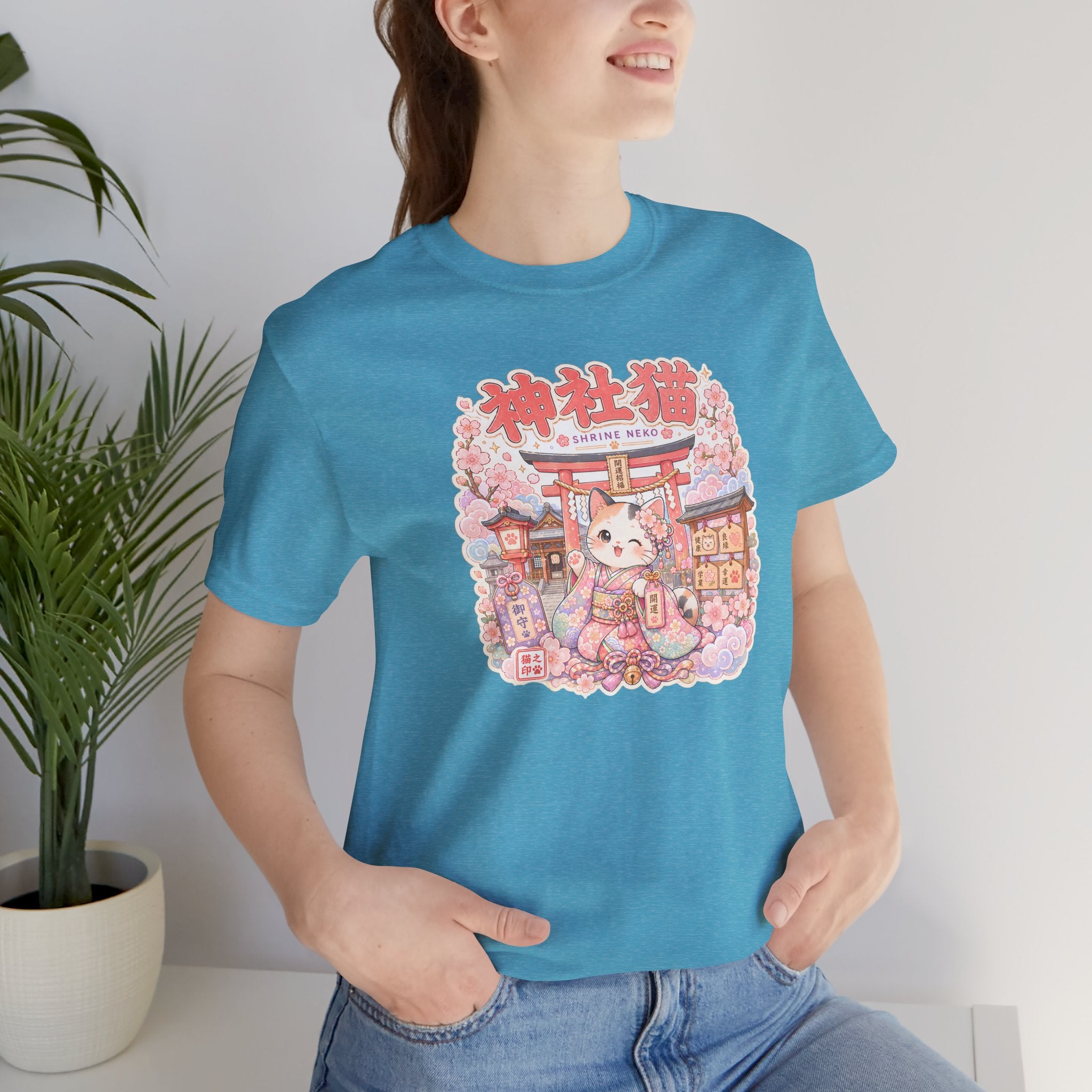 Lucky Cat Shrine T-Shirt — Kawaii Maneki Neko Cherry Blossom Tee