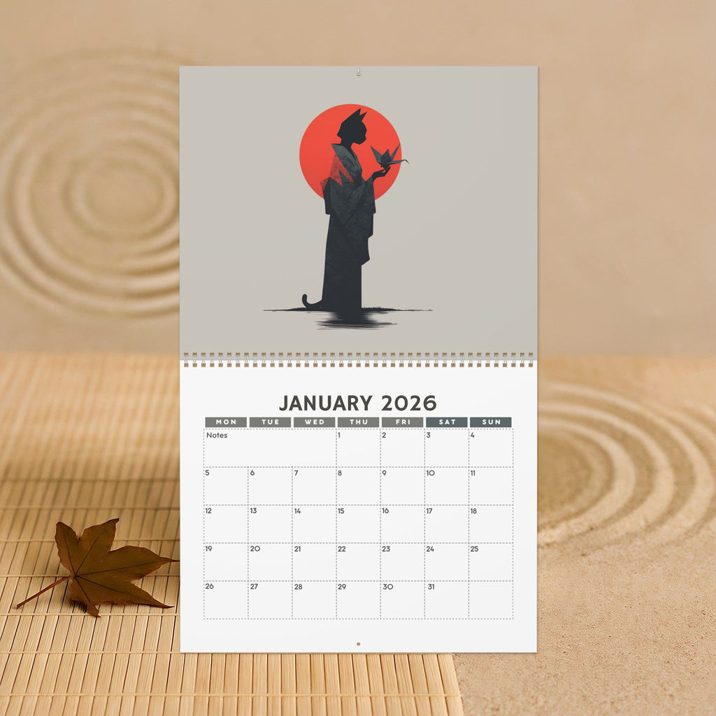 Origami Cats in Kimonos 2026 Wall Calendar