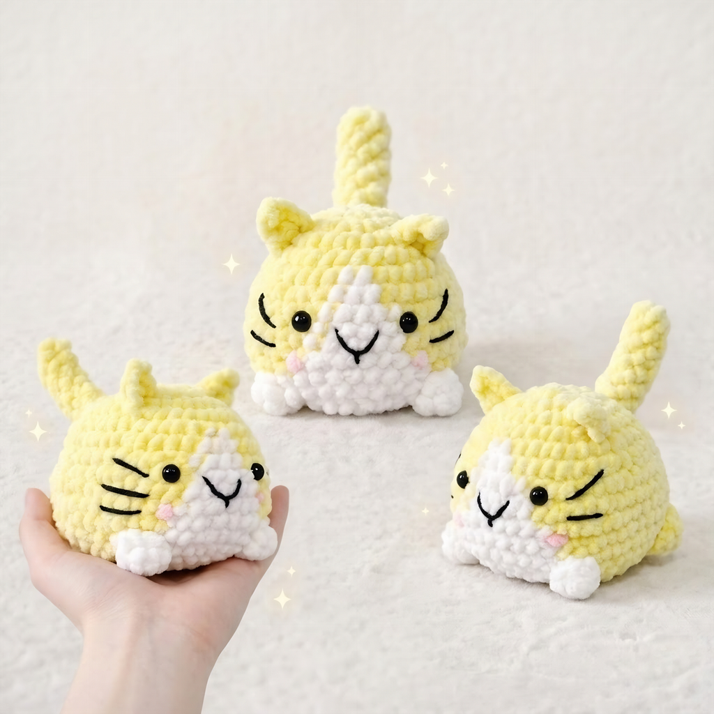 Lemon Loaf Cat Crochet Pattern, Easy No Sew Amigurumi PDF (Digital Download)
