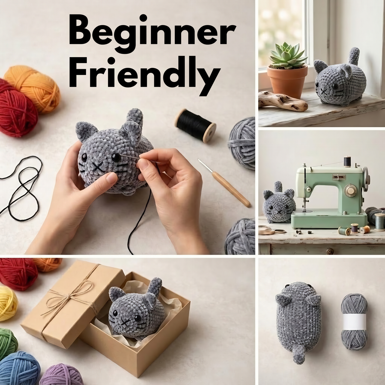 Loaf Cat Crochet Pattern - Easy No Sew Amigurumi Guide