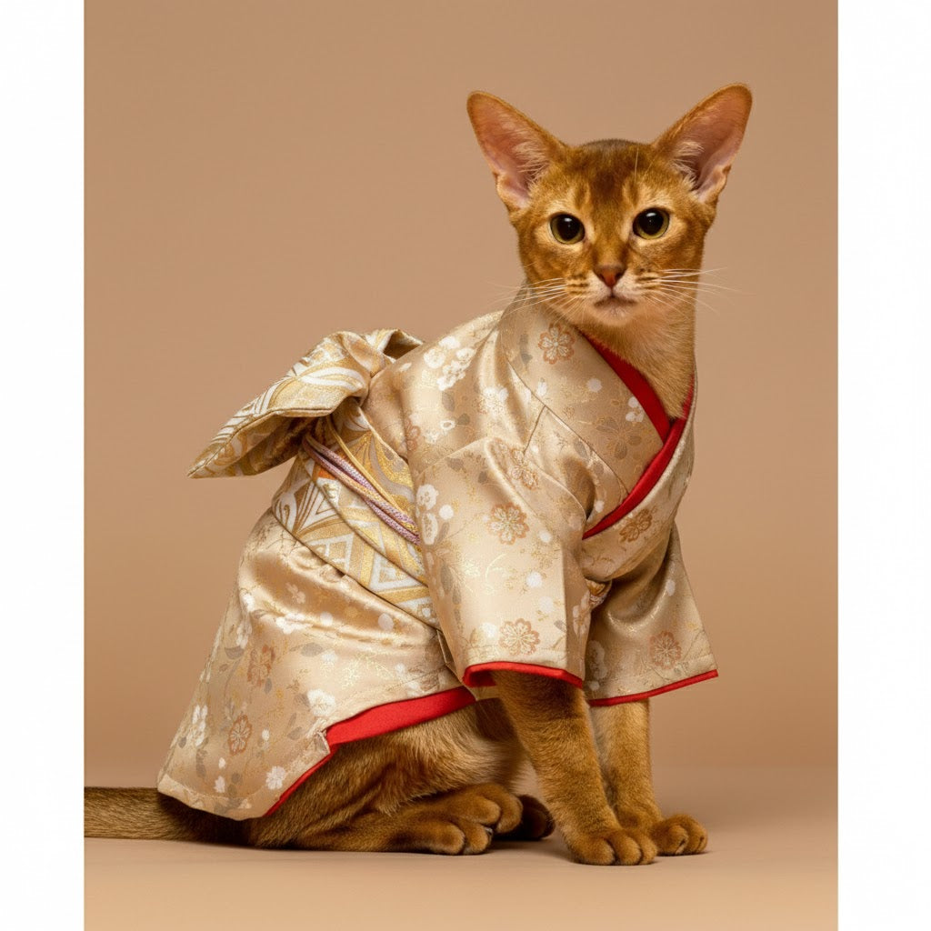 Individuelles Kimono-Haustierportrait – Personalisiertes Haustierkunstwerk im japanischen Stil
