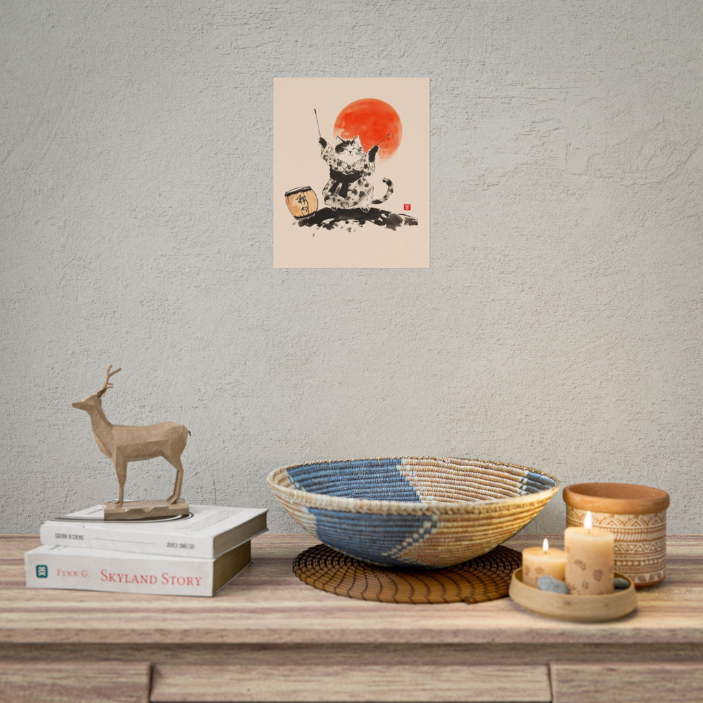 Taiko Drum Cat Wall Art