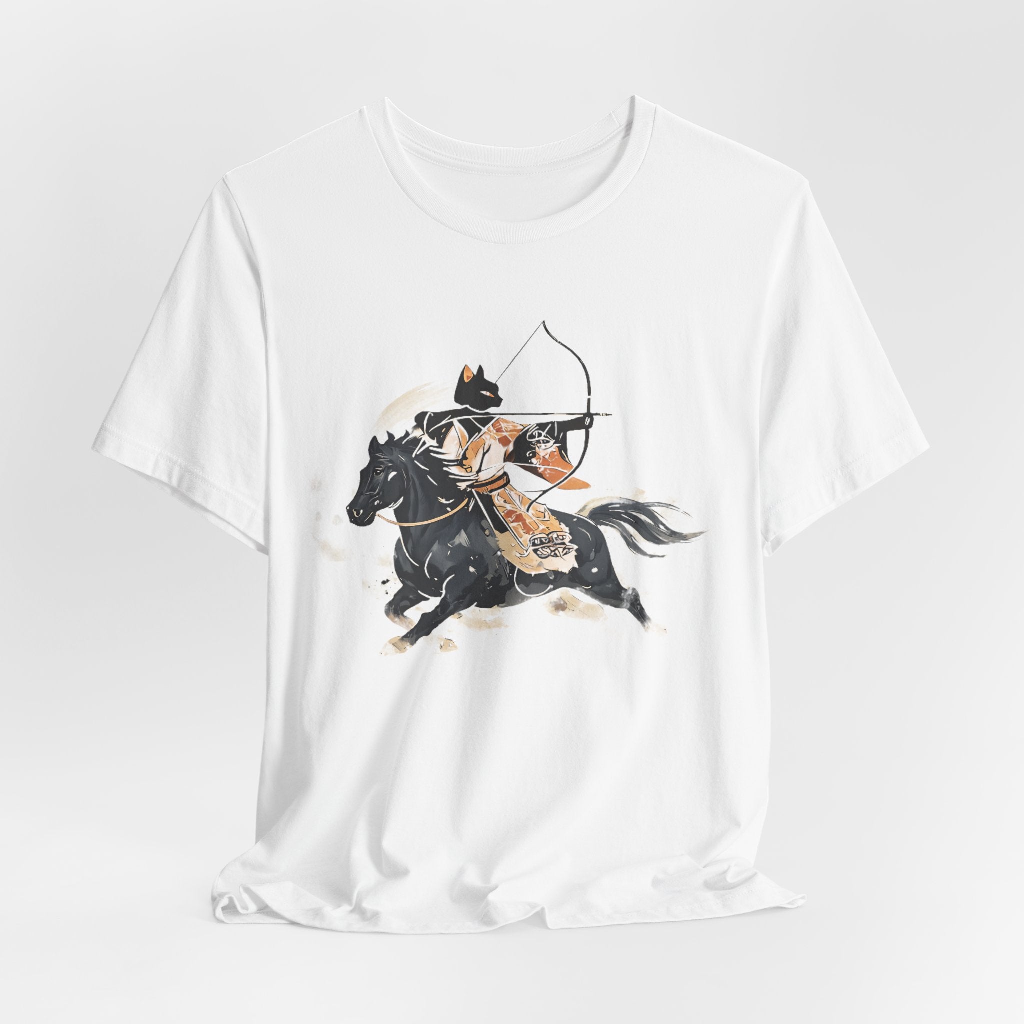 Year of the Horse Kyudo Archer Cat Ukiyo-e Kimono T-Shirt
