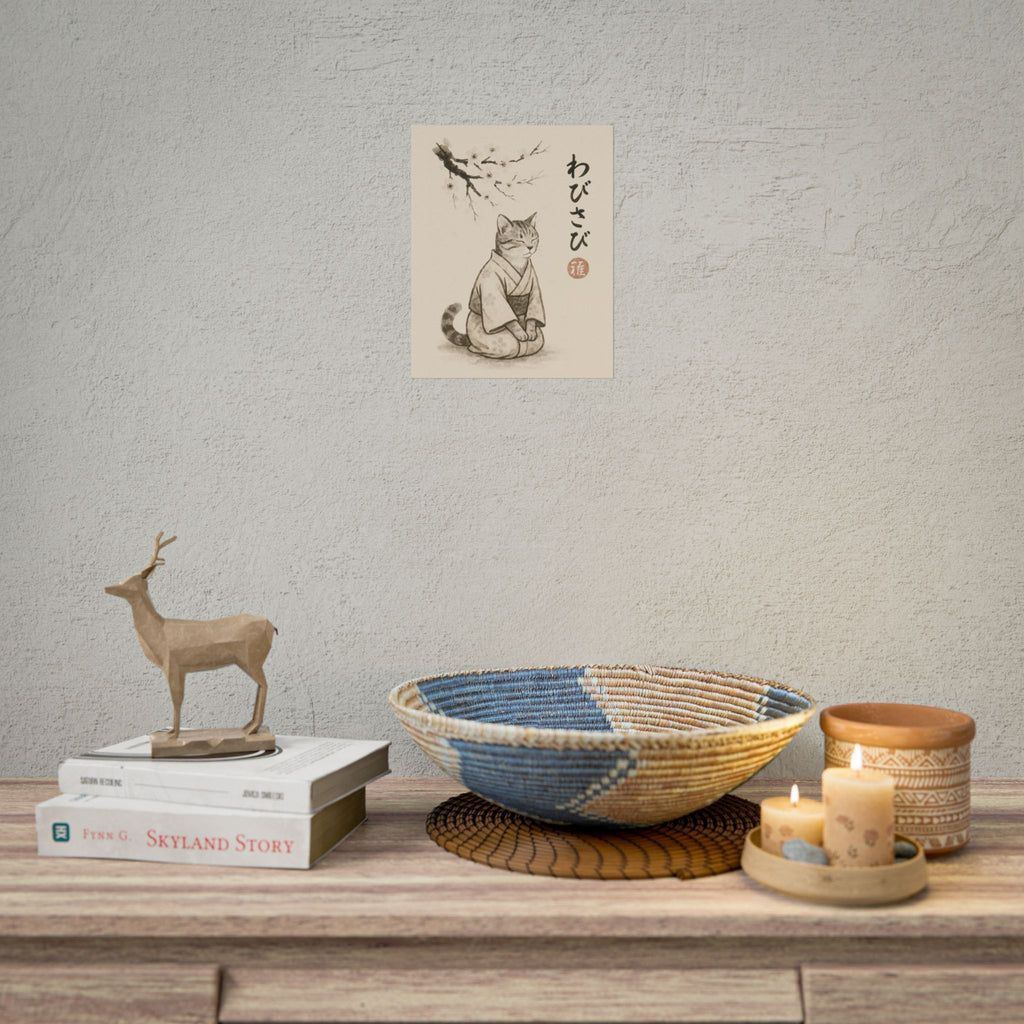 Wabisabi Cat | Japanese-Inspired Zen Wall Art