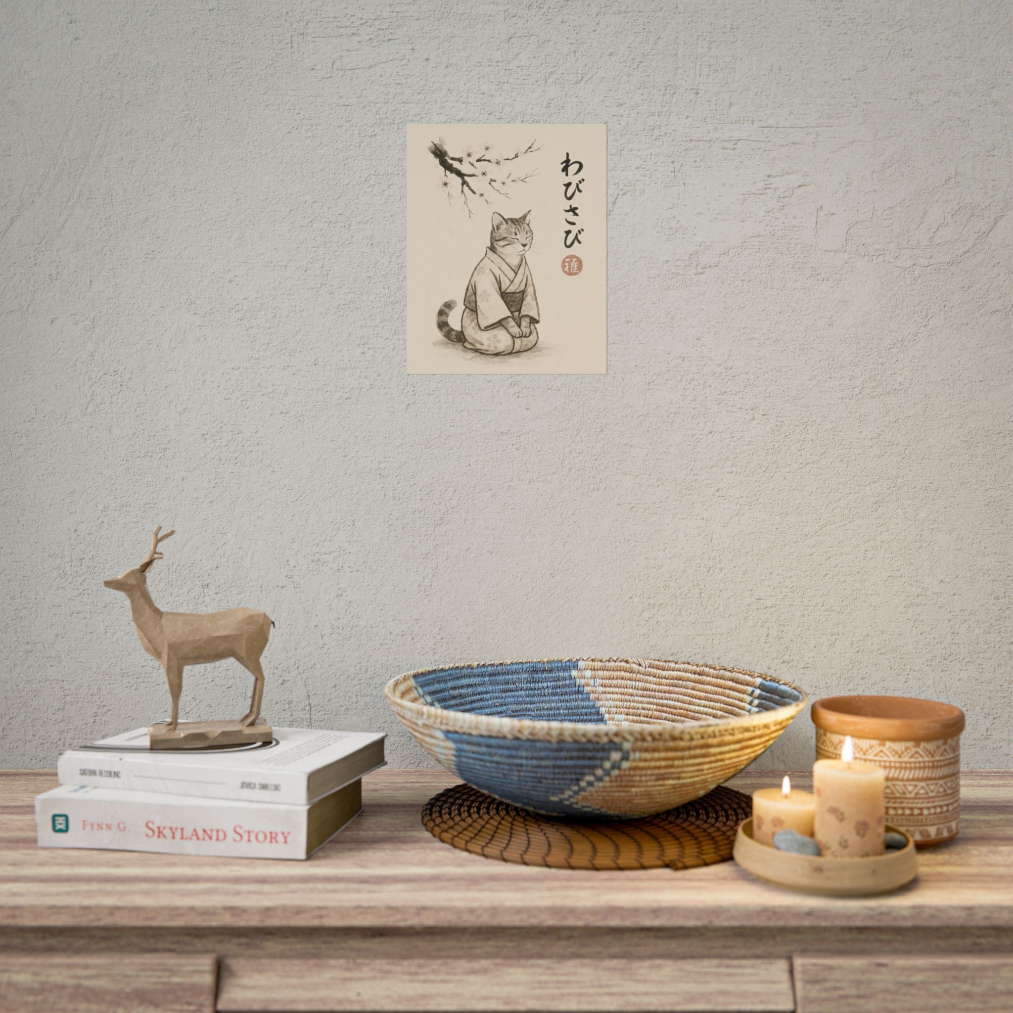 Wabisabi Cat | Japanese-Inspired Zen Wall Art