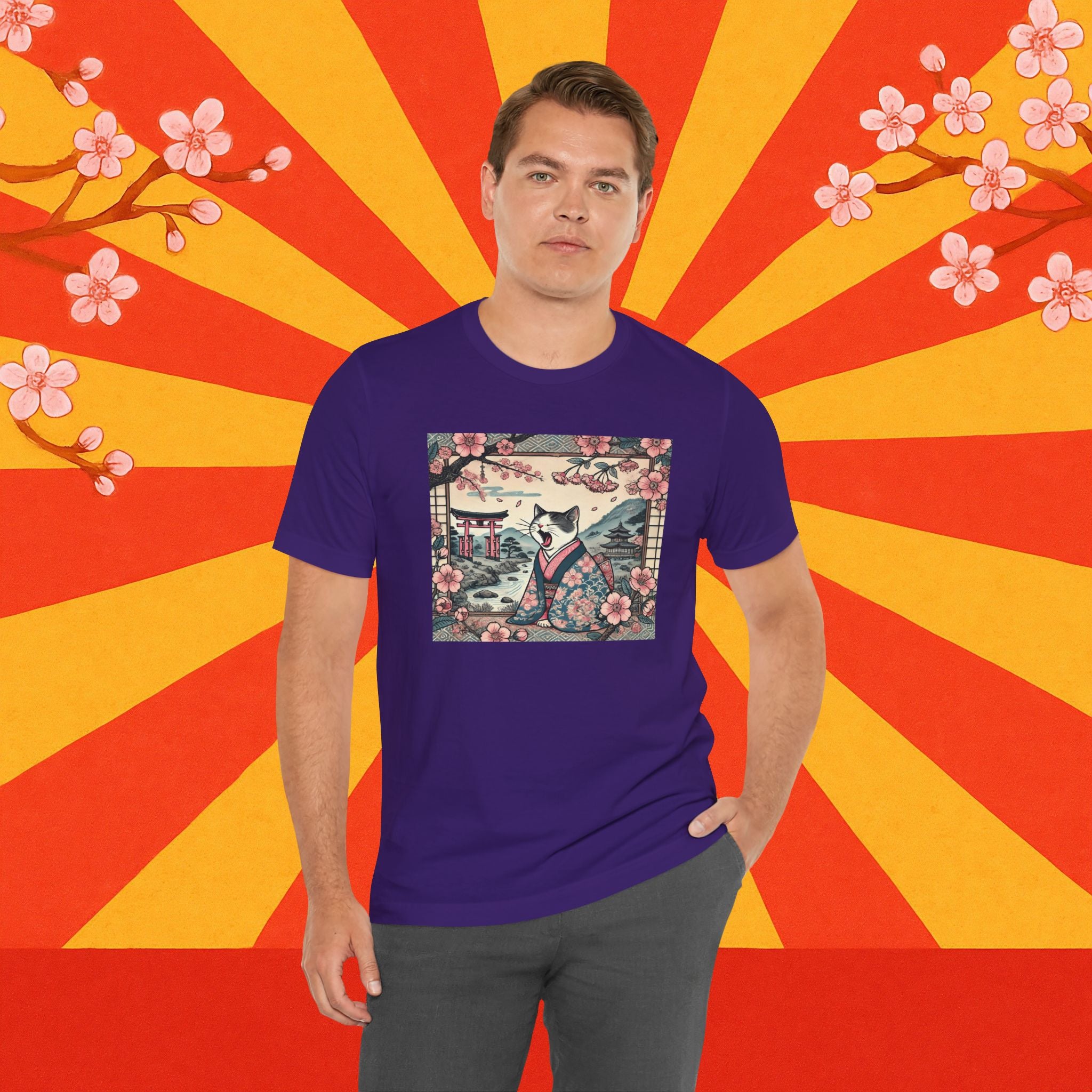 Kimono-Katze T-Shirt: Faule japanische Zen-Katze