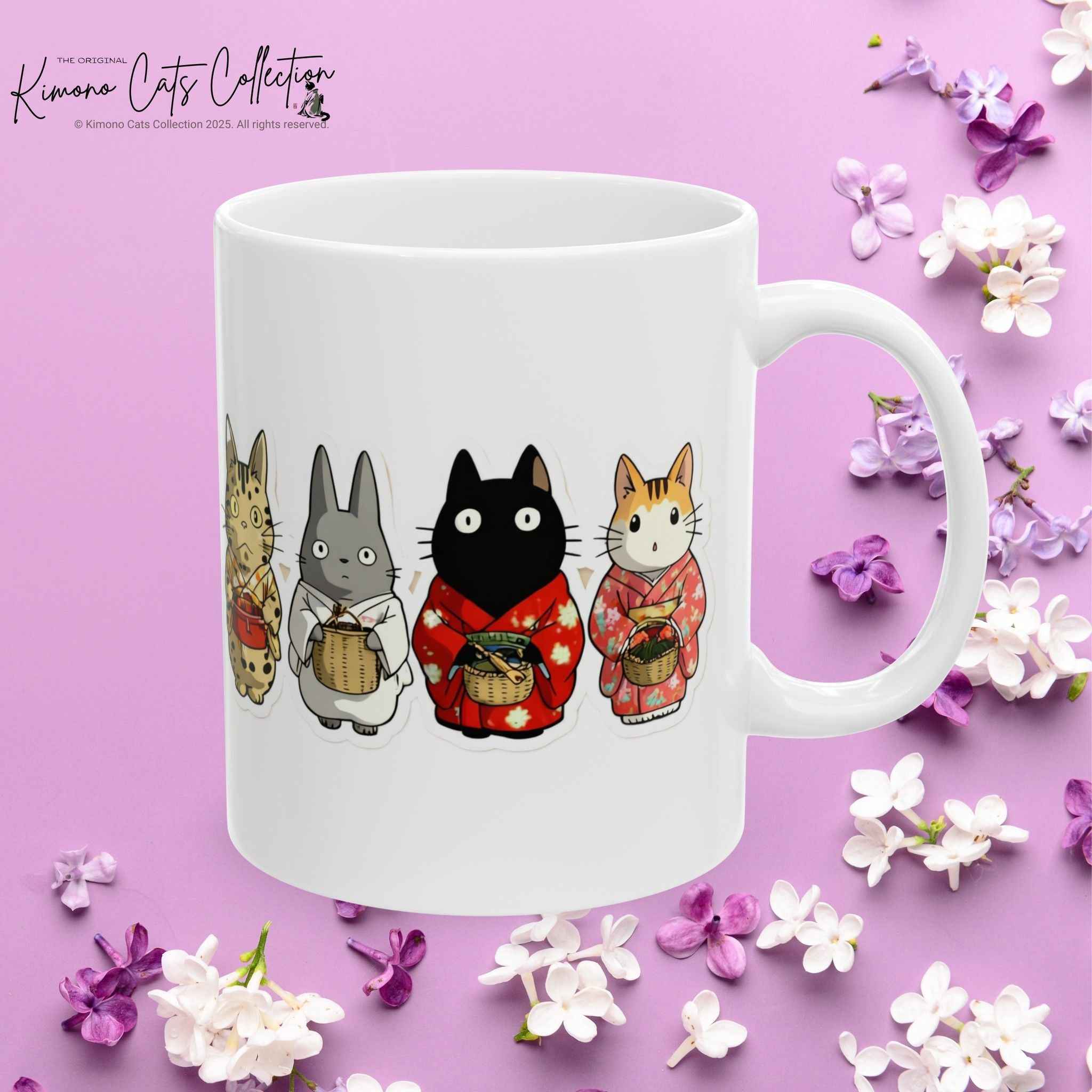Kawaii Neko Cats in Kimono Tokyo Cats Gift Mug (11oz & 15oz)