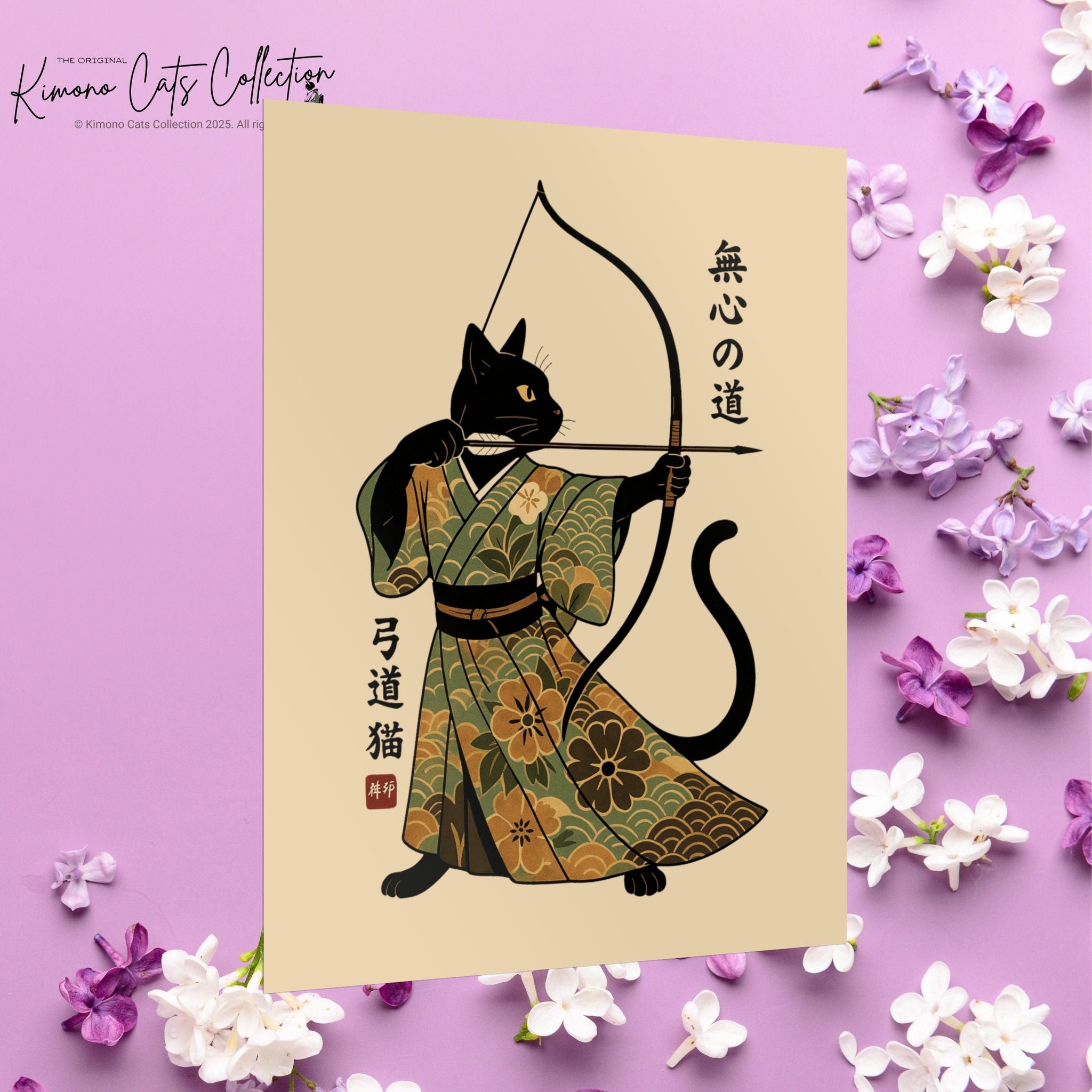 Kyūdō Cat Wall Art – The Way of No-Mind (弓道猫 • 無心の道)