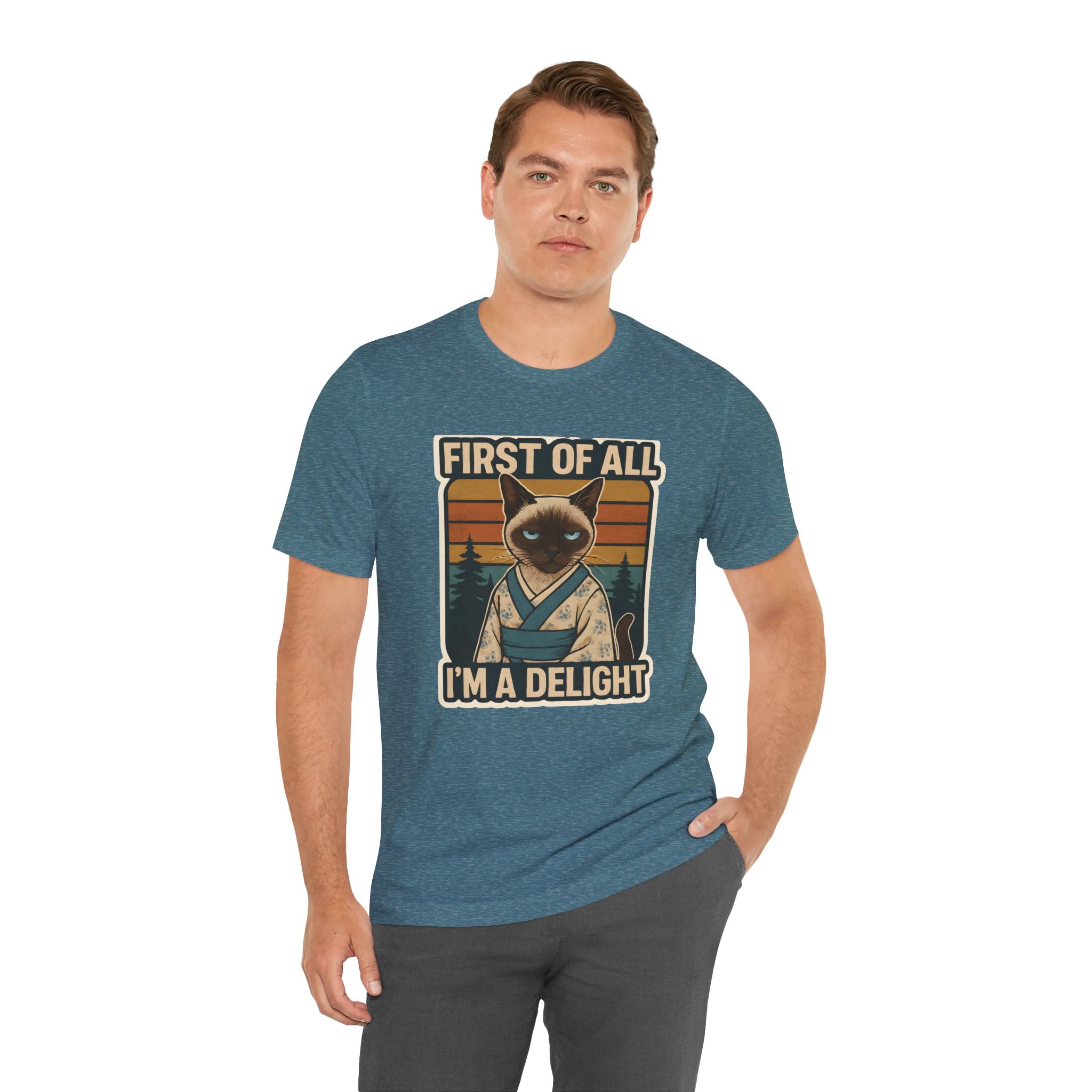 Siamese Cat Samurai "First of All I'm a Delight" T-Shirt