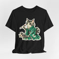 Kat Wearing Kimono Eating Sushi T-Shirt | Cute Japanese Cat Illustration