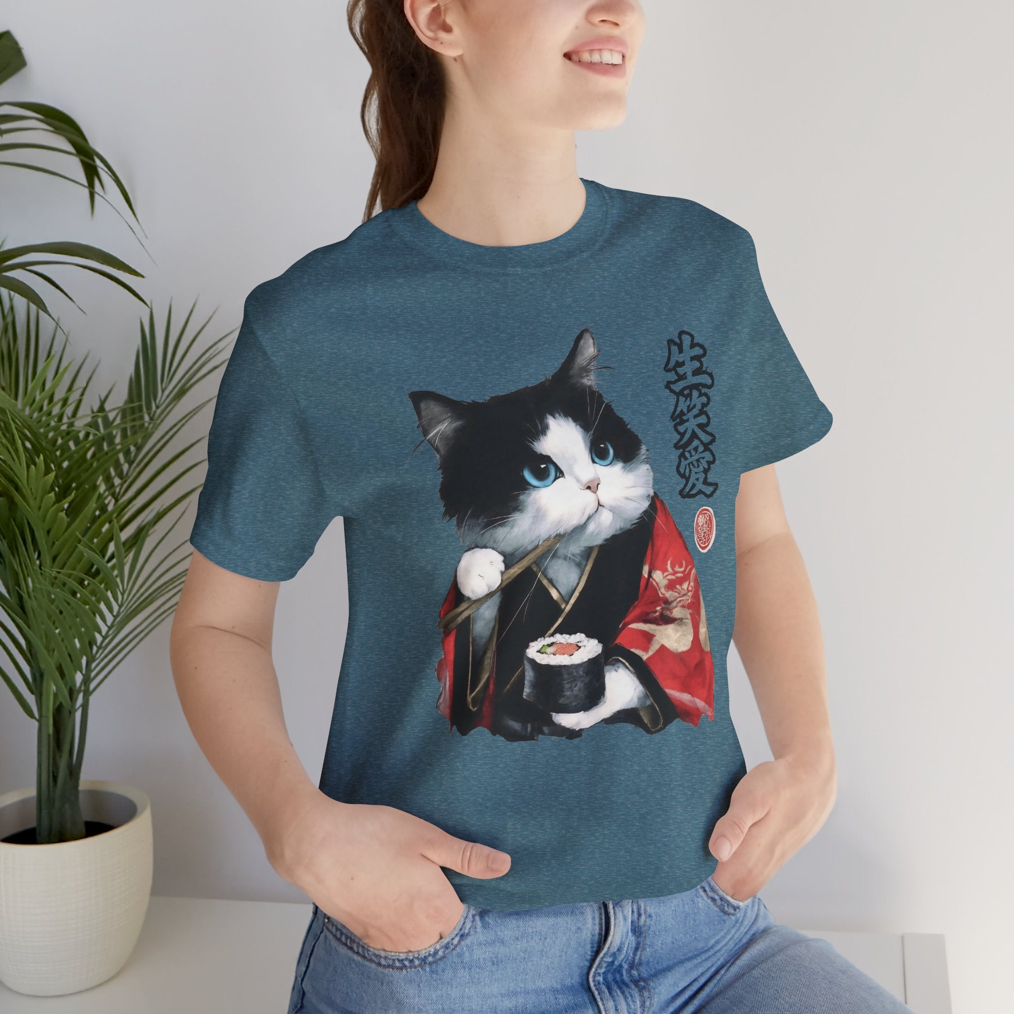Sushi Cat kimono Cat T-Shirt | Japanese Neko Cat Art