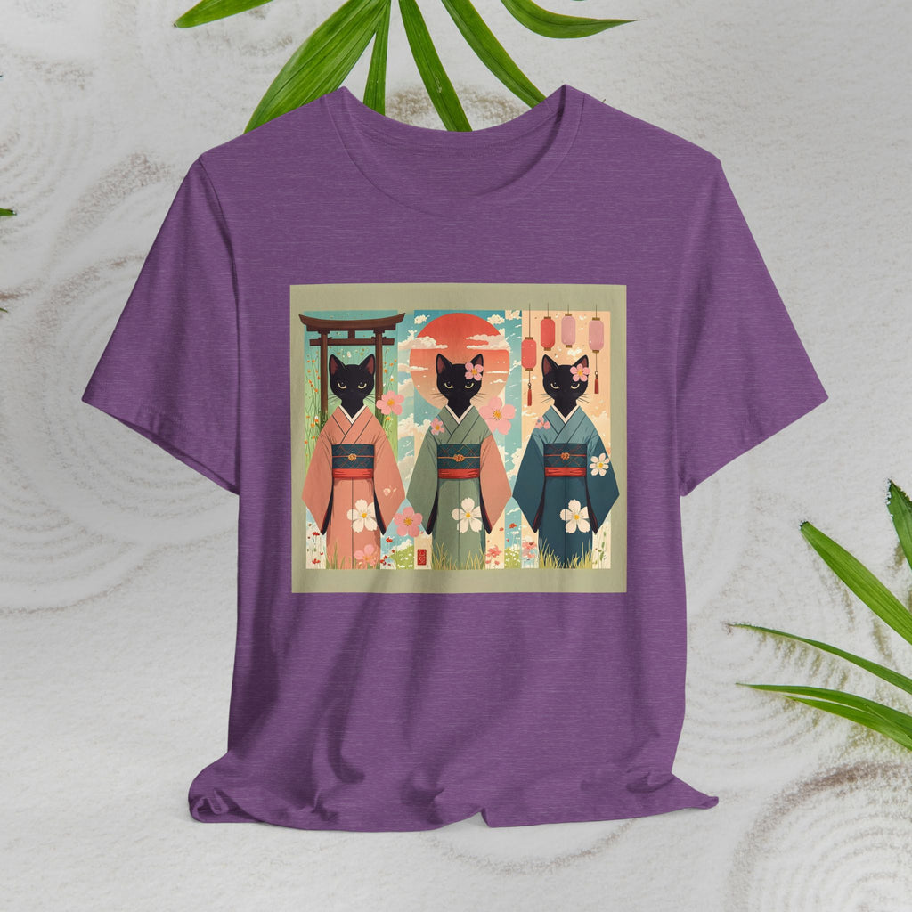 Cute Japanese Black Kitty Cats in Kimonos T-Shirt