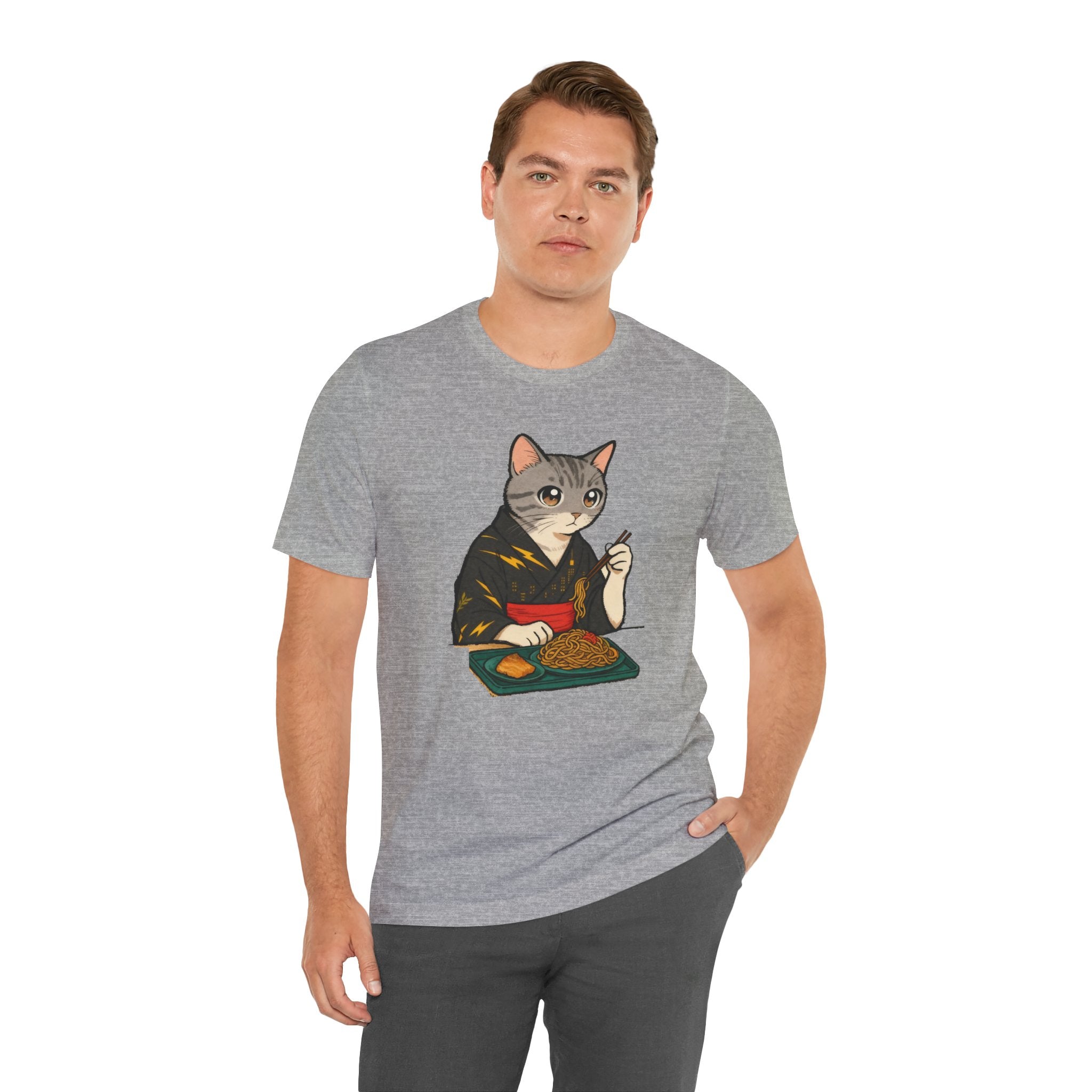 Yakisoba Noodle Cat Shirt - Japanese Street Food Kimono Cat Tee - Kimono Cats Collection