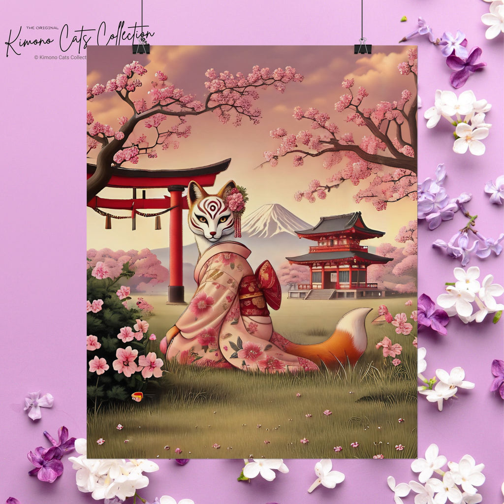Kitsune Japanese Folklore Art Poster - Tsukihana
