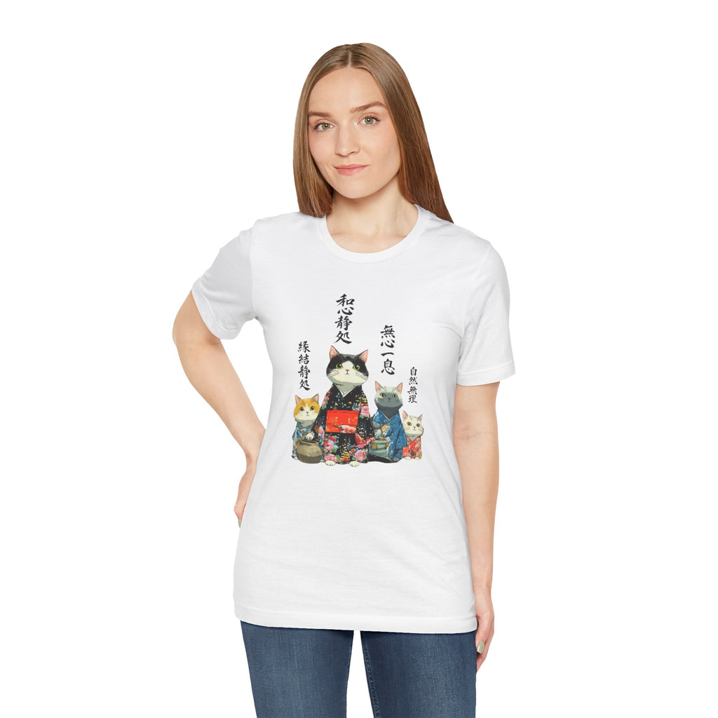 Zen Kimono Cats T-Shirt | Japanese Cat Illustration