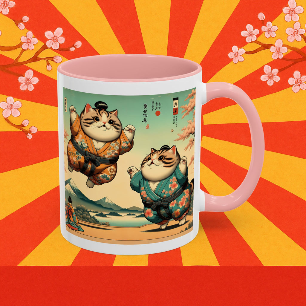 Sumo Cats Mug - Japanese Cherry Blossoms