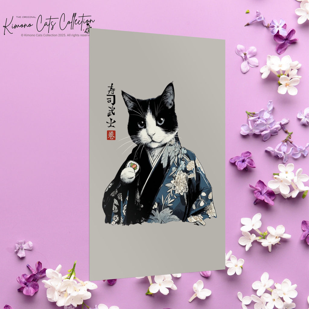 Sushi Bushi 寿司武士 Kimono Neko Rolled Poster
