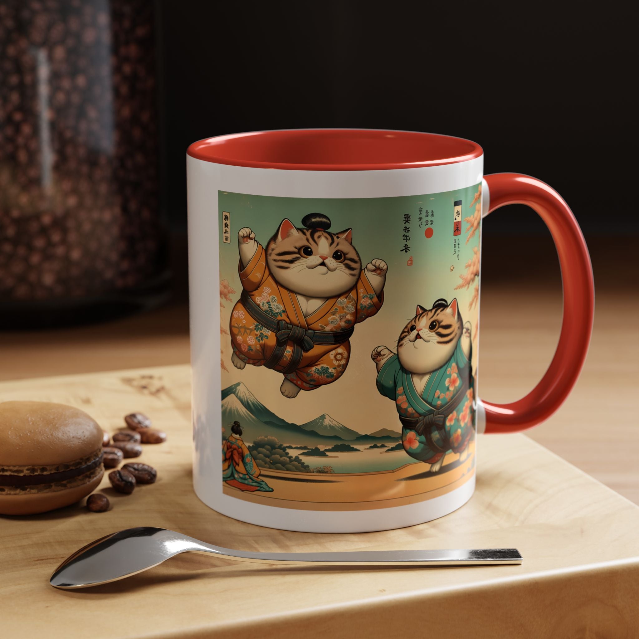 Sumo Cats Mug - Japanese Cherry Blossoms