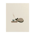 Minimalist Cat Nap Poster – Cozy Tea & Book Wall Art