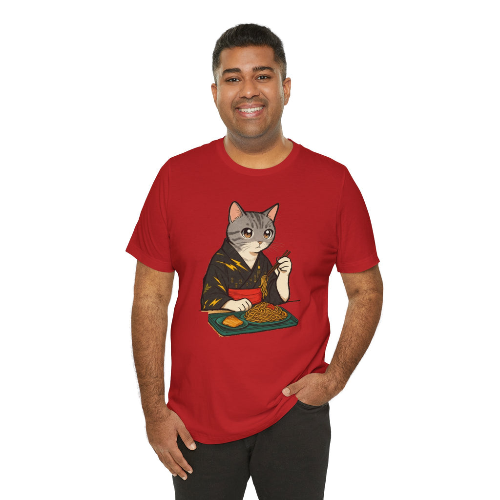 Yakisoba Noodle Cat Shirt - Japanese Street Food Kimono Cat Tee - Kimono Cats Collection