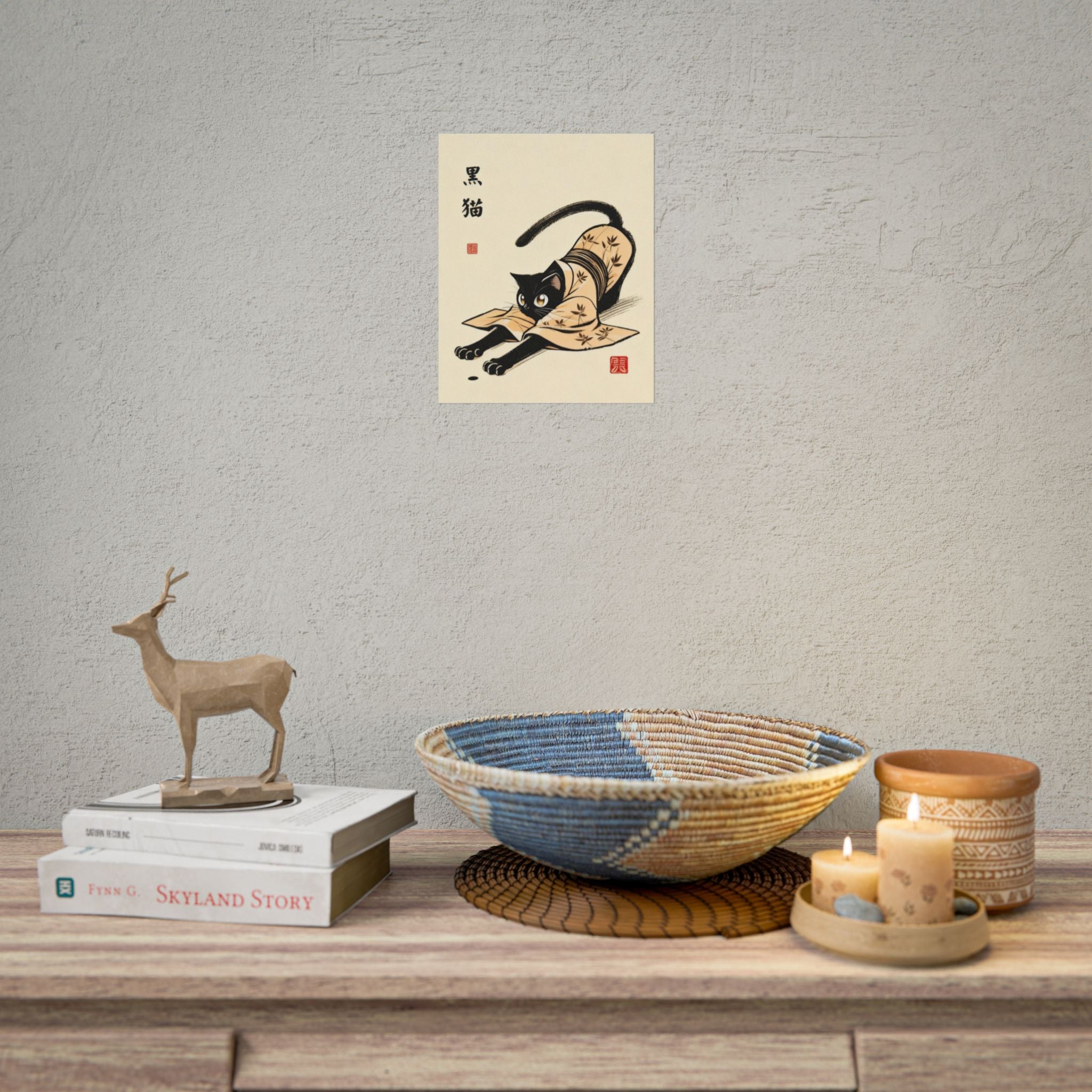 Black Cat Kimono Yoga Poster - Kundalini Yoga Art for Cat Lovers - Kimono Cats Collection Kimono Cat, Kimono Cats, Kawaii Cat, Zen Cat, Neko, Maneki Neko, Kimono Kitty, Japan, Tokyo, Kyoto