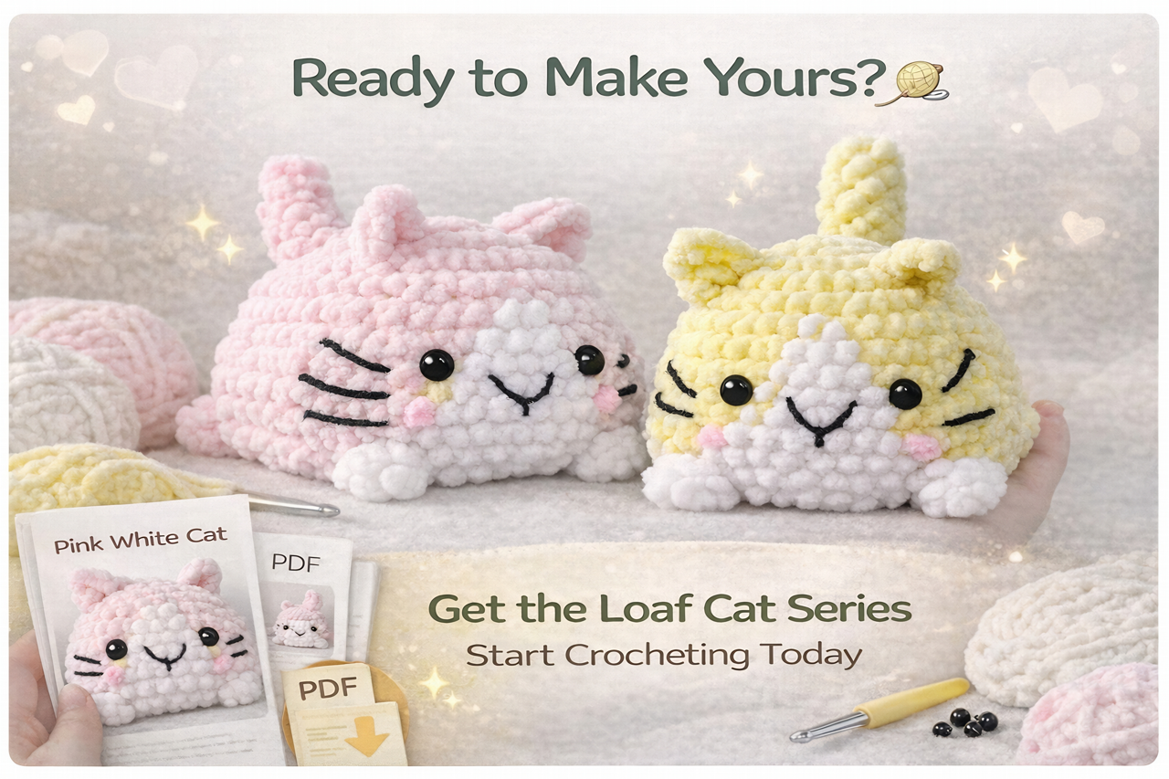Lemon Loaf Cat Crochet Pattern, Easy No Sew Amigurumi PDF (Digital Download)