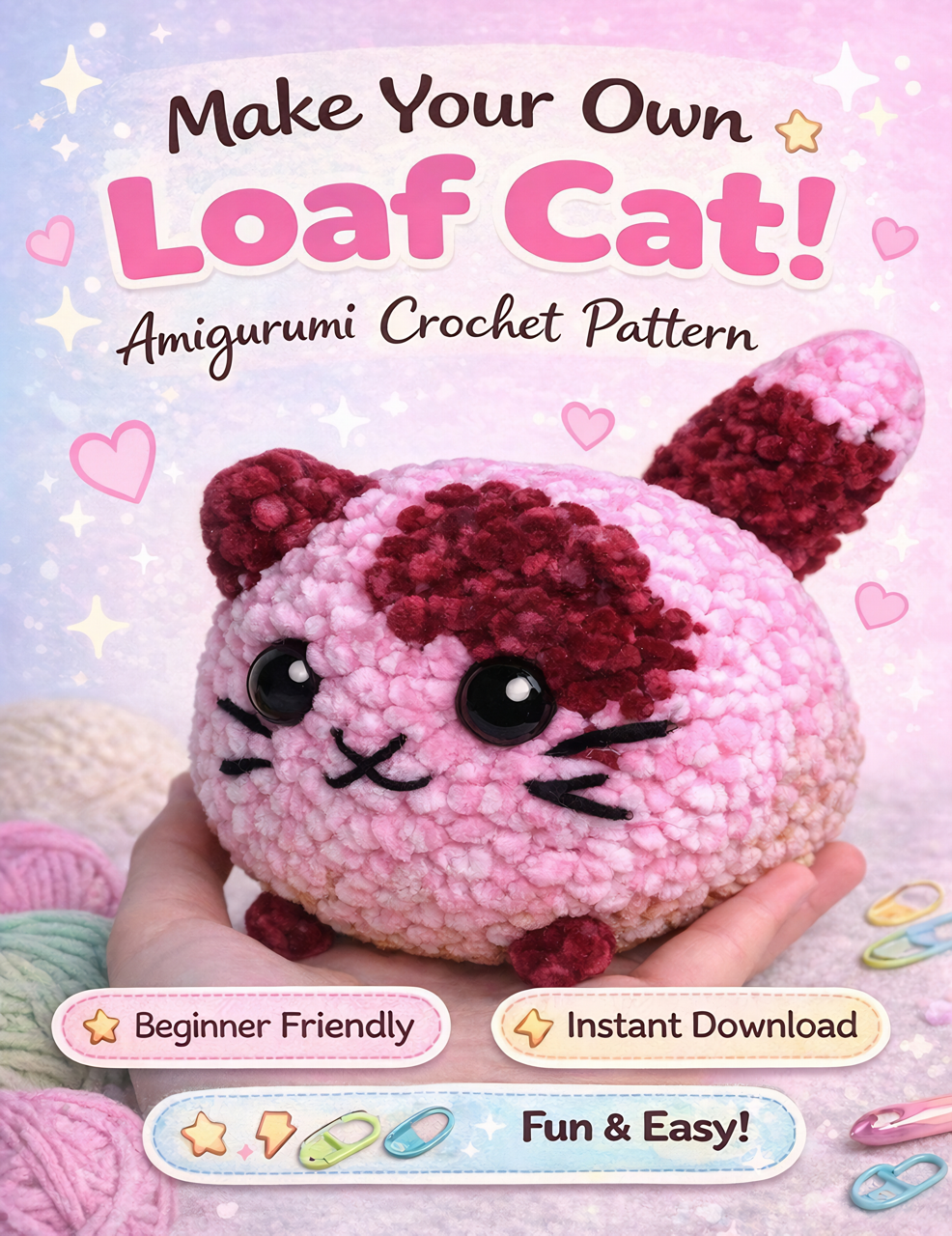 Loaf Cat Crochet Pattern – Easy No Sew Amigurumi (Beginner Friendly)