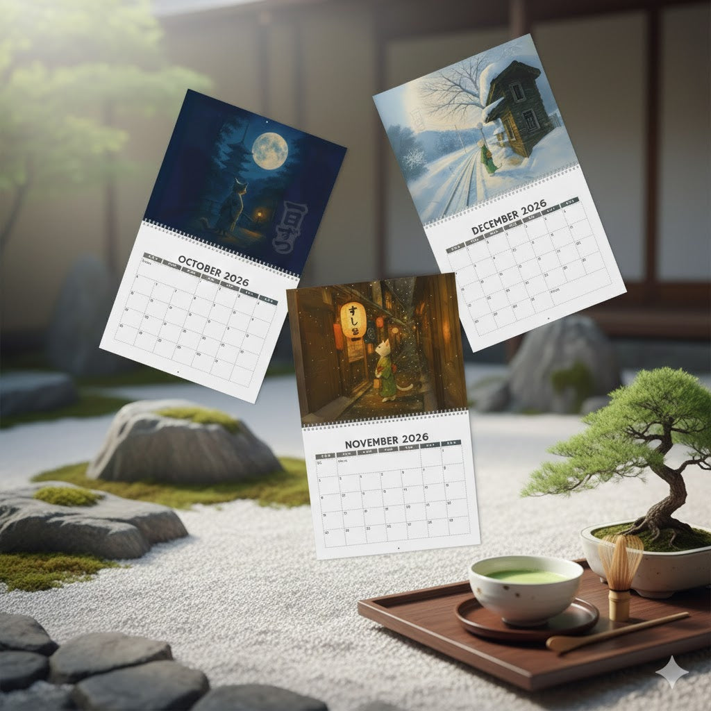 Quiet Journeys Kimono Cats Calendar 2026 - Celebrate Japanese Culture