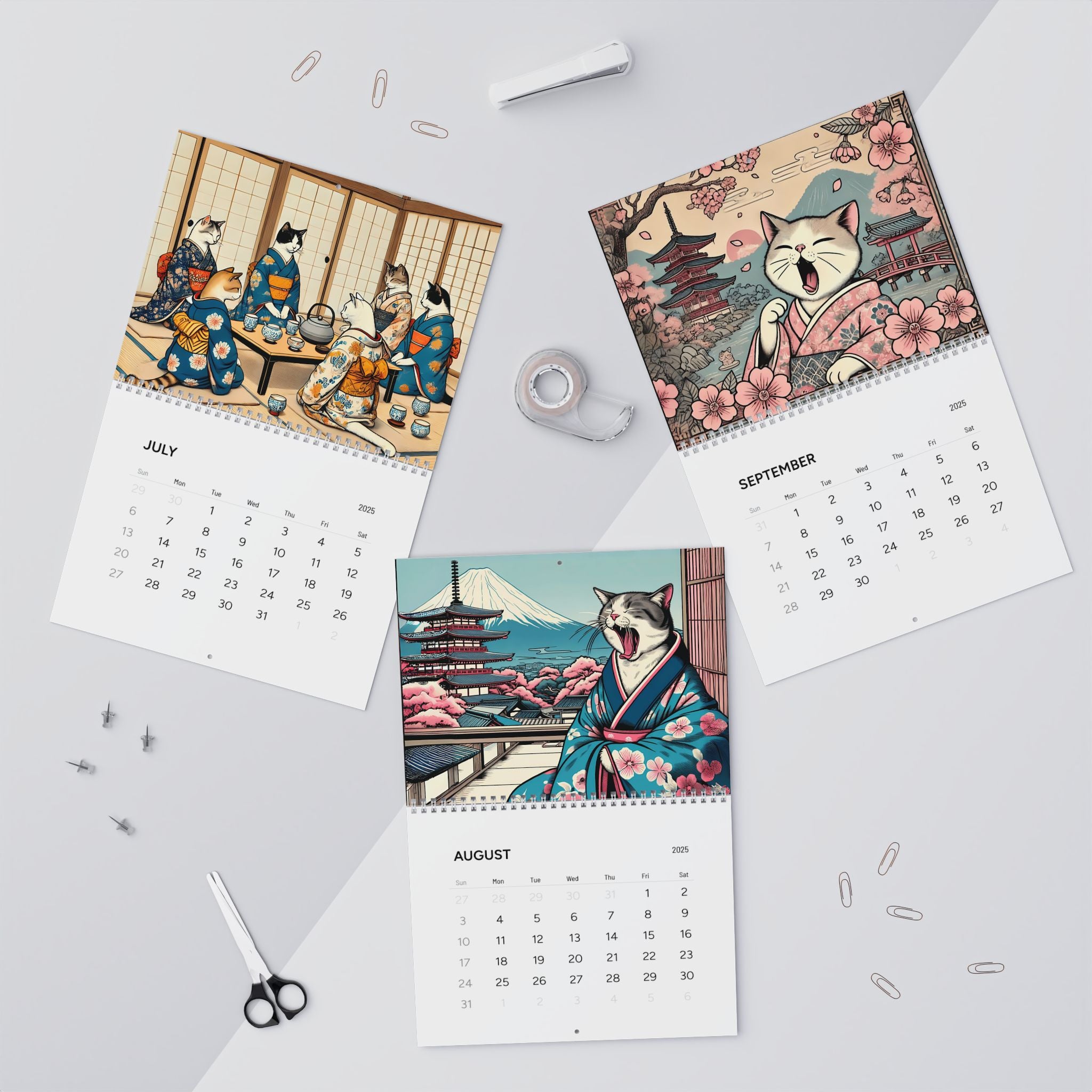 Kawaii Zen Cats of Edo Calendar 2025