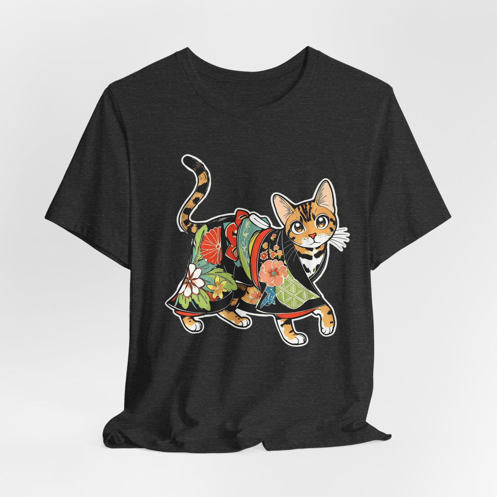 Zen Cat Shirt Japanese Gift Tee, Kimono Cat Bengal
