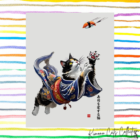 Sushi-Katzen-Druck, japanisches Dekor Poster